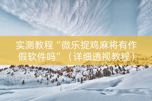 实测教程“微乐捉鸡麻将有作假软件吗”（详细透视教程）-哔哩哔哩