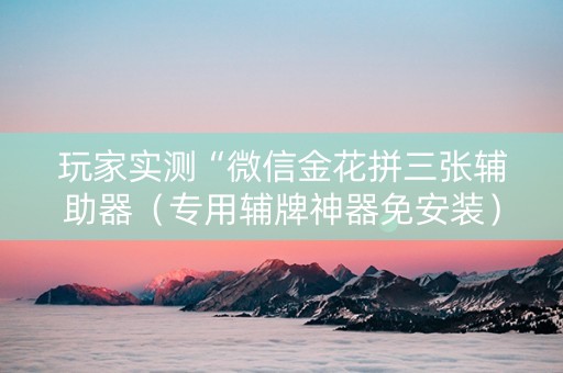 玩家实测“微信金花拼三张辅助器（专用辅牌神器免安装）