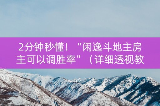 2分钟秒懂！“闲逸斗地主房主可以调胜率”（详细透视教程）-哔哩哔哩