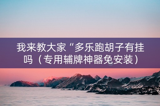 我来教大家“多乐跑胡子有挂吗（专用辅牌神器免安装）
