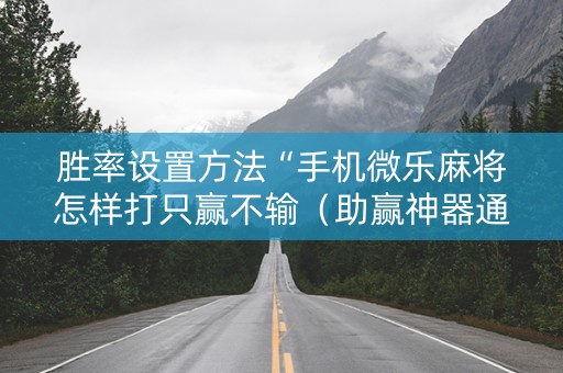 胜率设置方法“手机微乐麻将怎样打只赢不输（助赢神器通用版）