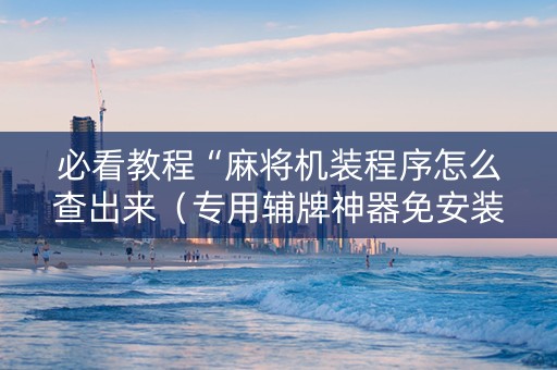 必看教程“麻将机装程序怎么查出来（专用辅牌神器免安装）