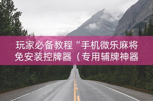 玩家必备教程“手机微乐麻将免安装控牌器（专用辅牌神器免安装）