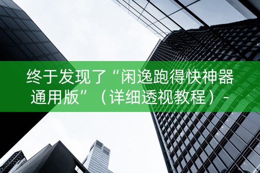 终于发现了“闲逸跑得快神器通用版”（详细透视教程）-哔哩哔哩