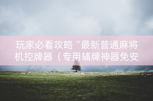 玩家必看攻略“最新普通麻将机控牌器（专用辅牌神器免安装）
