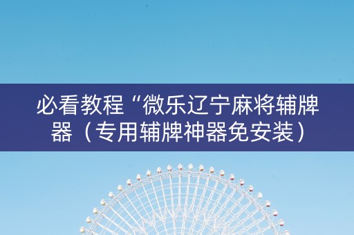 必看教程“微乐辽宁麻将辅牌器（专用辅牌神器免安装）
