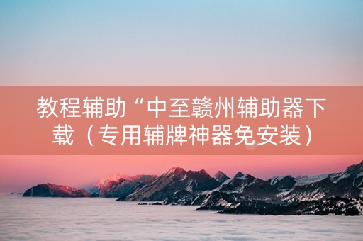 教程辅助“中至赣州辅助器下载（专用辅牌神器免安装）