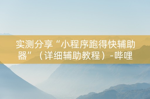 实测分享“小程序跑得快辅助器”（详细辅助教程）-哔哩哔哩