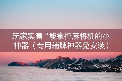 玩家实测“能掌控麻将机的小神器（专用辅牌神器免安装）