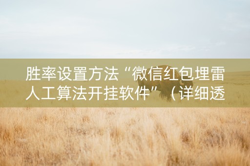 胜率设置方法“微信红包埋雷人工算法开挂软件”（详细透视教程）-哔哩哔哩