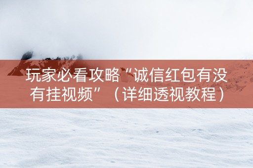 玩家必看攻略“诚信红包有没有挂视频”（详细透视教程）-哔哩哔哩