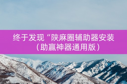 终于发现“陕麻圈辅助器安装（助赢神器通用版）