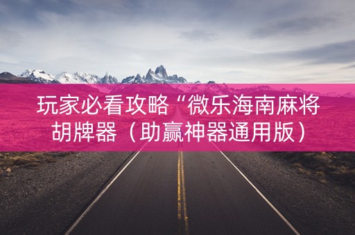 玩家必看攻略“微乐海南麻将胡牌器（助赢神器通用版）