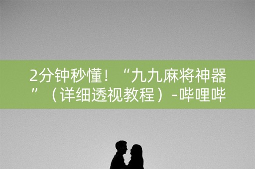 2分钟秒懂！“九九麻将神器”（详细透视教程）-哔哩哔哩