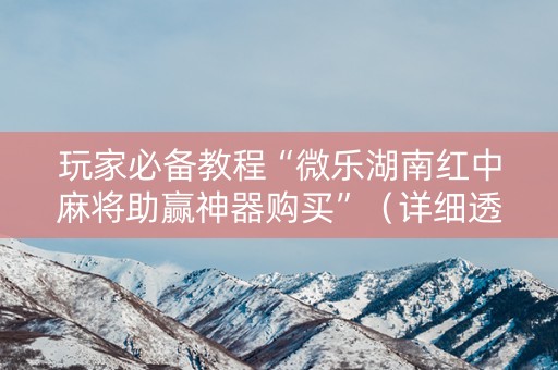 玩家必备教程“微乐湖南红中麻将助赢神器购买”（详细透视教程）-哔哩哔哩