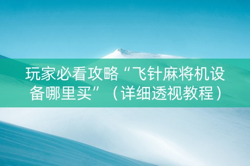 玩家必看攻略“飞针麻将机设备哪里买”（详细透视教程）-哔哩哔哩