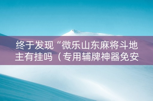 终于发现“微乐山东麻将斗地主有挂吗（专用辅牌神器免安装）