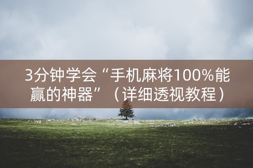 3分钟学会“手机麻将100%能赢的神器”（详细透视教程）-哔哩哔哩