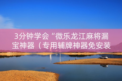 3分钟学会“微乐龙江麻将漏宝神器（专用辅牌神器免安装）