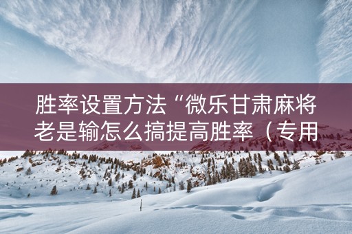 胜率设置方法“微乐甘肃麻将老是输怎么搞提高胜率（专用辅牌神器免安装）
