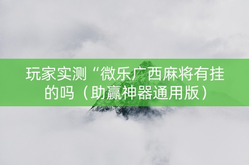 玩家实测“微乐广西麻将有挂的吗（助赢神器通用版）