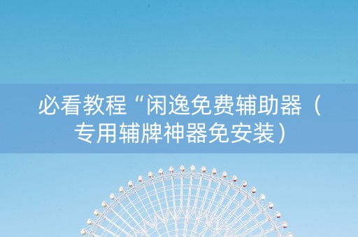 必看教程“闲逸免费辅助器（专用辅牌神器免安装）