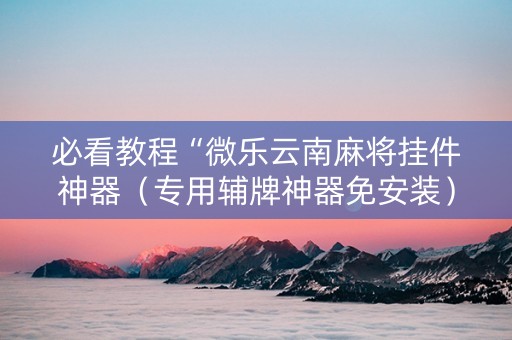 必看教程“微乐云南麻将挂件神器（专用辅牌神器免安装）