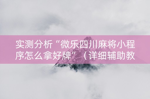 实测分析“微乐四川麻将小程序怎么拿好牌”（详细辅助教程）-哔哩哔哩