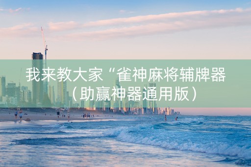 我来教大家“雀神麻将辅牌器（助赢神器通用版）