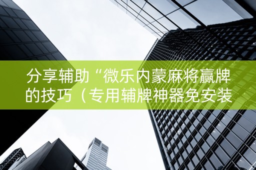 分享辅助“微乐内蒙麻将赢牌的技巧（专用辅牌神器免安装）