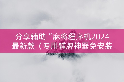 分享辅助“麻将程序机2024最新款（专用辅牌神器免安装）