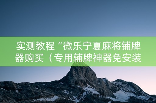 实测教程“微乐宁夏麻将铺牌器购买（专用辅牌神器免安装）
