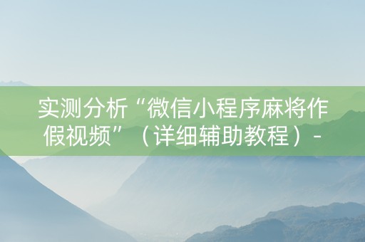 实测分析“微信小程序麻将作假视频”（详细辅助教程）-哔哩哔哩