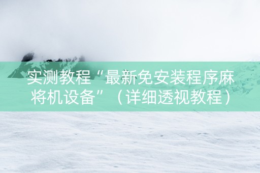实测教程“最新免安装程序麻将机设备”（详细透视教程）-哔哩哔哩