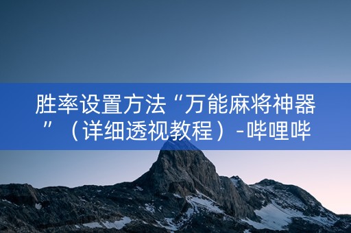 胜率设置方法“万能麻将神器”（详细透视教程）-哔哩哔哩