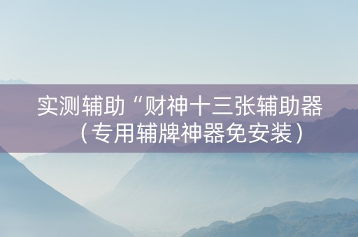 实测辅助“财神十三张辅助器（专用辅牌神器免安装）