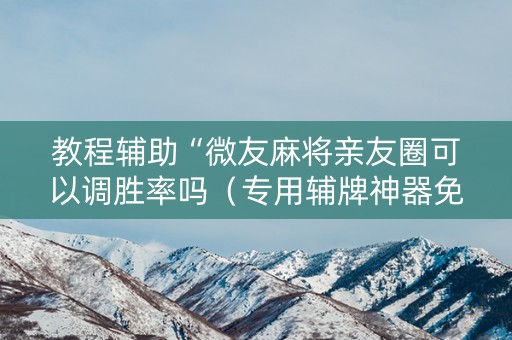 教程辅助“微友麻将亲友圈可以调胜率吗（专用辅牌神器免安装）