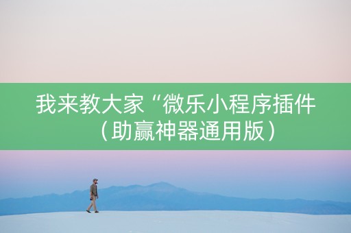 我来教大家“微乐小程序插件（助赢神器通用版）