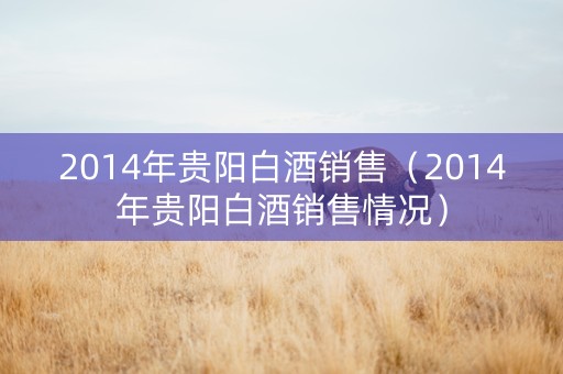 2014年贵阳白酒销售（2014年贵阳白酒销售情况）