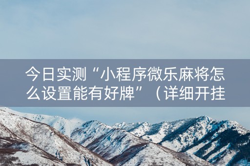 今日实测“小程序微乐麻将怎么设置能有好牌”（详细开挂教程）-哔哩哔哩