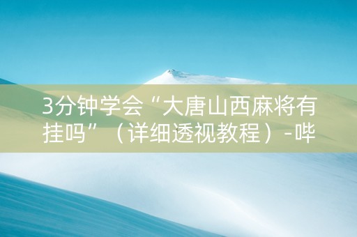 3分钟学会“大唐山西麻将有挂吗”（详细透视教程）-哔哩哔哩