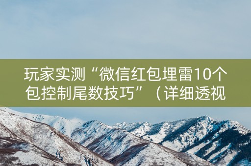 玩家实测“微信红包埋雷10个包控制尾数技巧”（详细透视教程）-哔哩哔哩