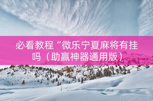 必看教程“微乐宁夏麻将有挂吗（助赢神器通用版）