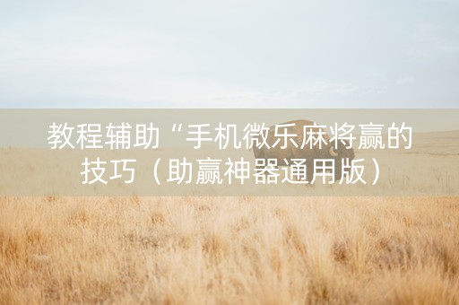 教程辅助“手机微乐麻将赢的技巧（助赢神器通用版）