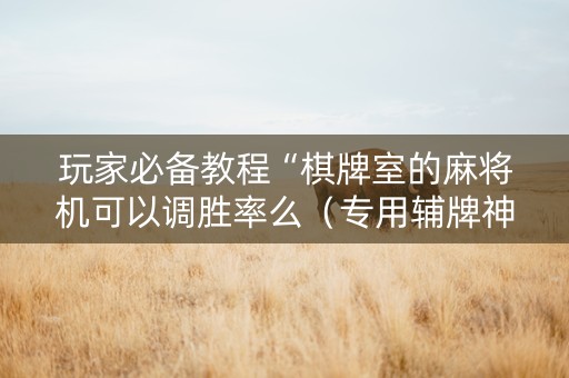 玩家必备教程“棋牌室的麻将机可以调胜率么（专用辅牌神器免安装）