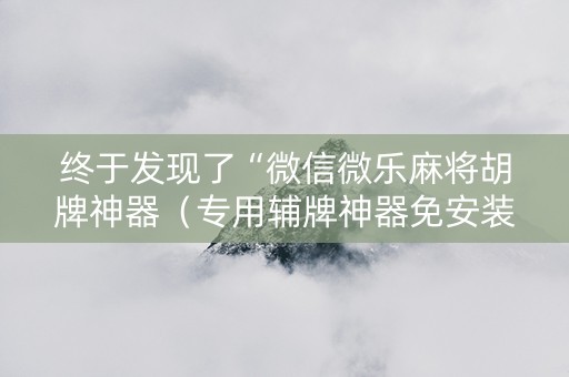 终于发现了“微信微乐麻将胡牌神器（专用辅牌神器免安装）