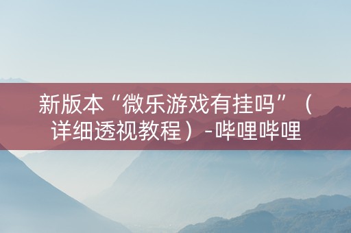 新版本“微乐游戏有挂吗”（详细透视教程）-哔哩哔哩