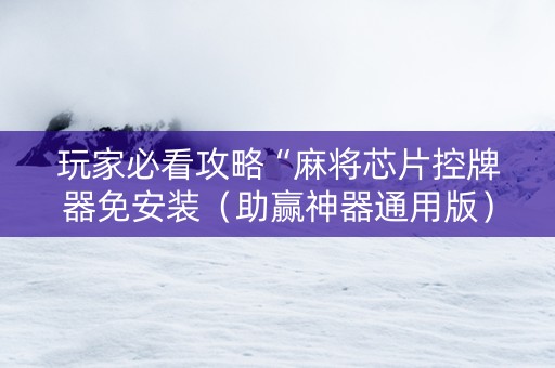 玩家必看攻略“麻将芯片控牌器免安装（助赢神器通用版）