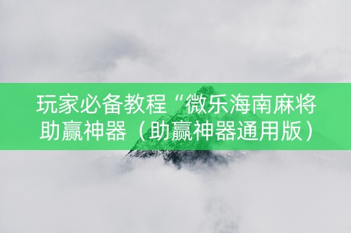 玩家必备教程“微乐海南麻将助赢神器（助赢神器通用版）
