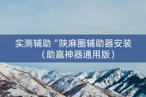 实测辅助“陕麻圈辅助器安装（助赢神器通用版）
